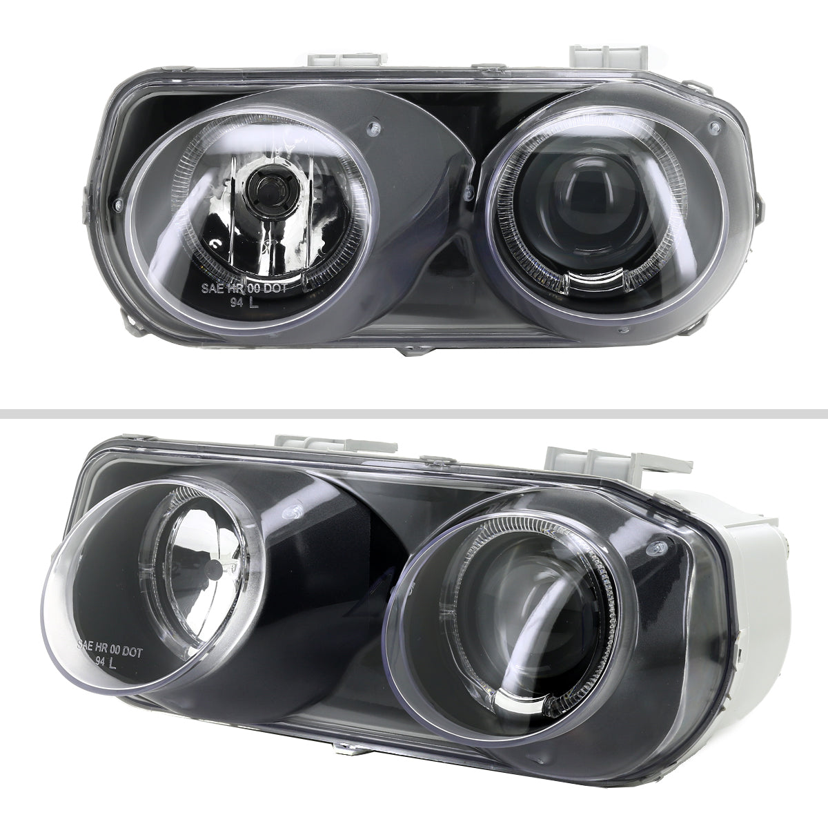 1994-1997 Acura Integra 3DR/4DR Dual Halo Projector Headlights (Matte Black Housing/Clear Lens)