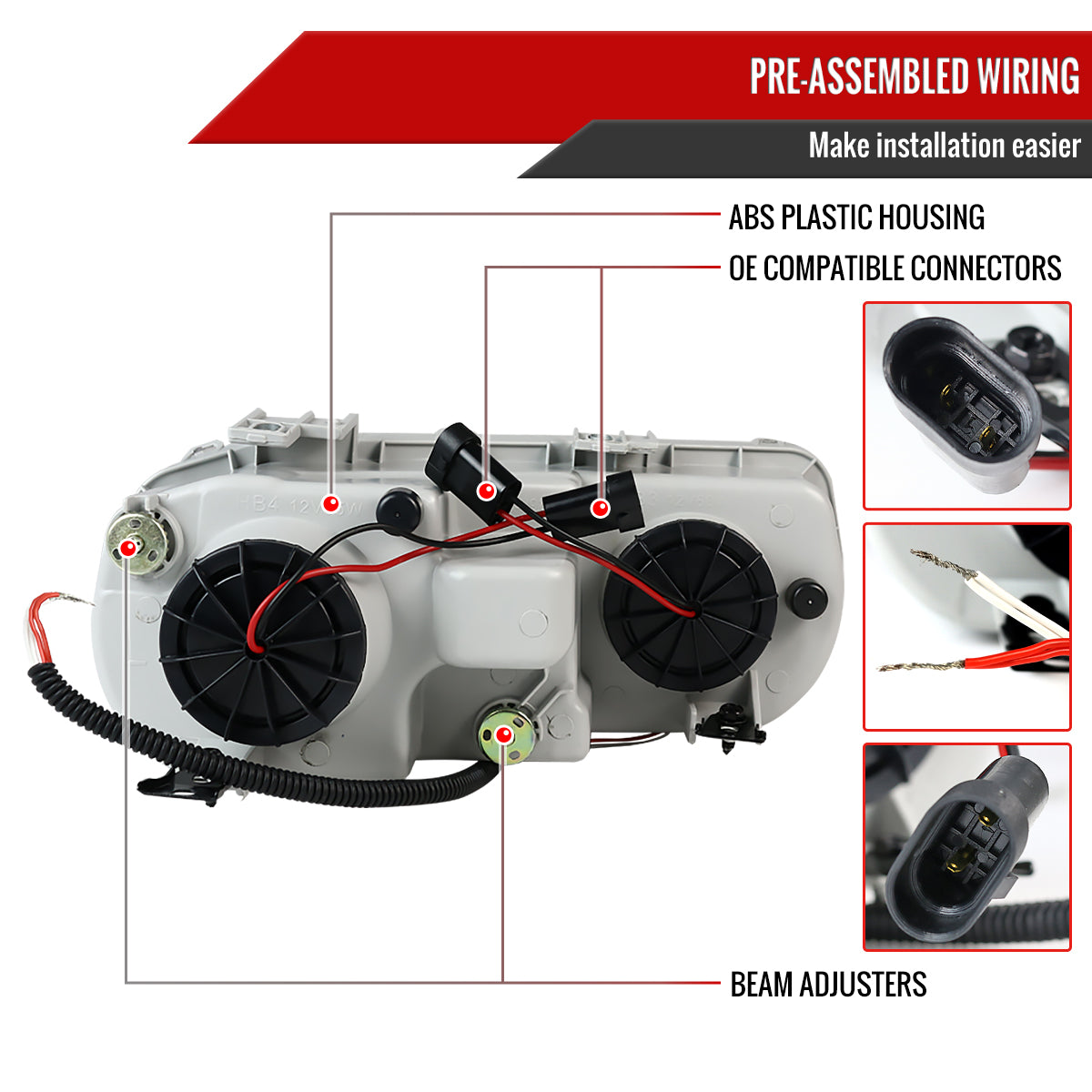 1994-1997 Acura Integra 3DR/4DR Dual Halo Projector Headlights (Matte Black Housing/Clear Lens)