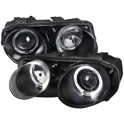 1998-2001 Acura Integra 3DR/4DR Dual Halo Projector Headlights (Matte Black Housing/Clear Lens)