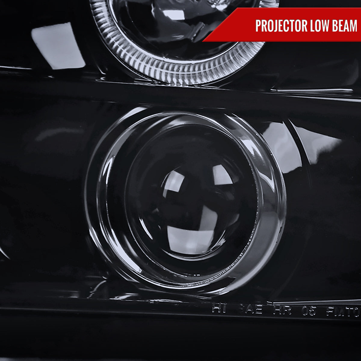 2005-2009 Ford Mustang Halo Projector Headlights w/ LED Light Strip (Glossy Black Housing/Smoked Lens)