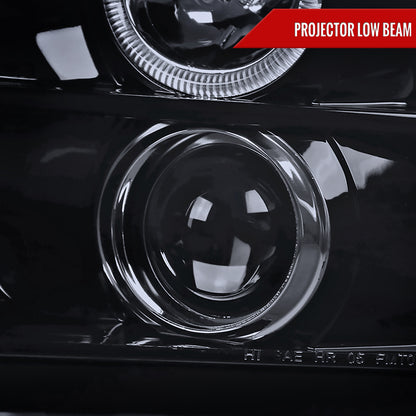 2005-2009 Ford Mustang Halo Projector Headlights w/ LED Light Strip (Glossy Black Housing/Smoked Lens)