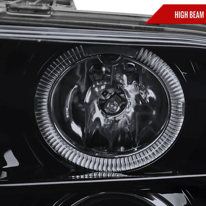 2005-2009 Ford Mustang Halo Projector Headlights w/ LED Light Strip (Glossy Black Housing/Smoked Lens)