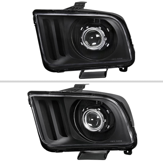 2005-2009 Ford Mustang H1 Projector Headlights (Matte Black Housing/Clear Lens)