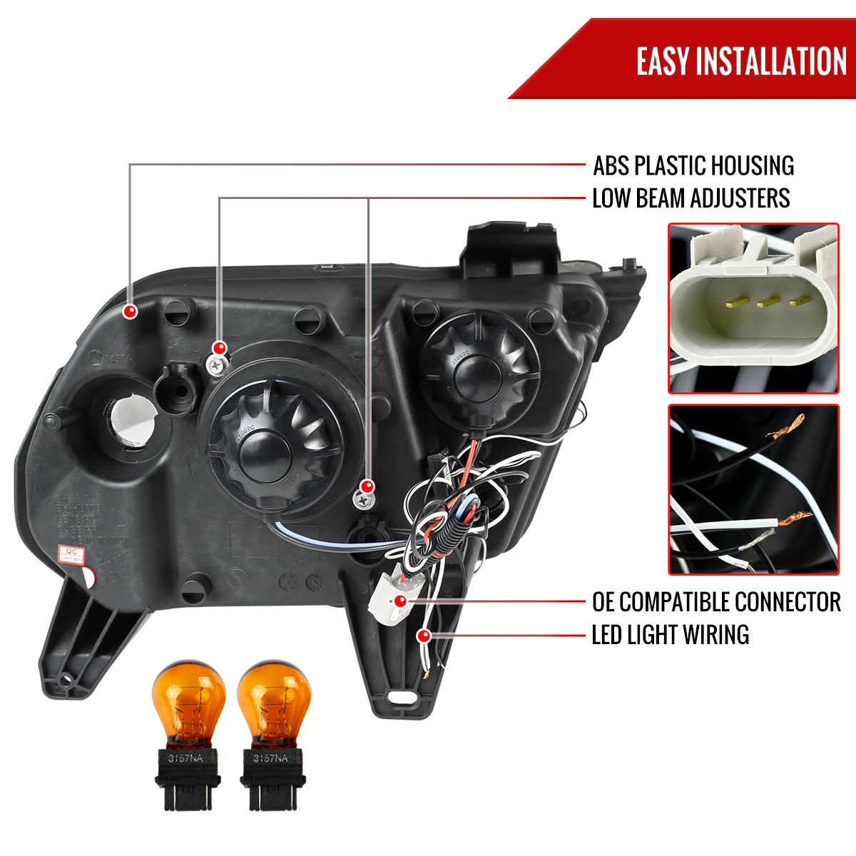 2010-2014 Ford Mustang Dual Halo Projector Headlights (Chrome Housing/Clear Lens)