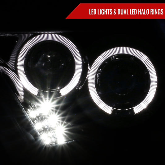 2010-2014 Ford Mustang Dual Halo Projector Headlights (Jet Black Housing/Clear Lens)