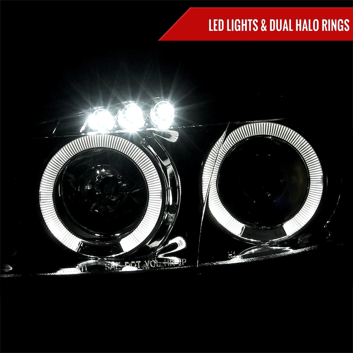 2001-2005 Mazda Miata MX-5 Dual Halo Projector Headlights (Chrome Housing/Clear Lens)