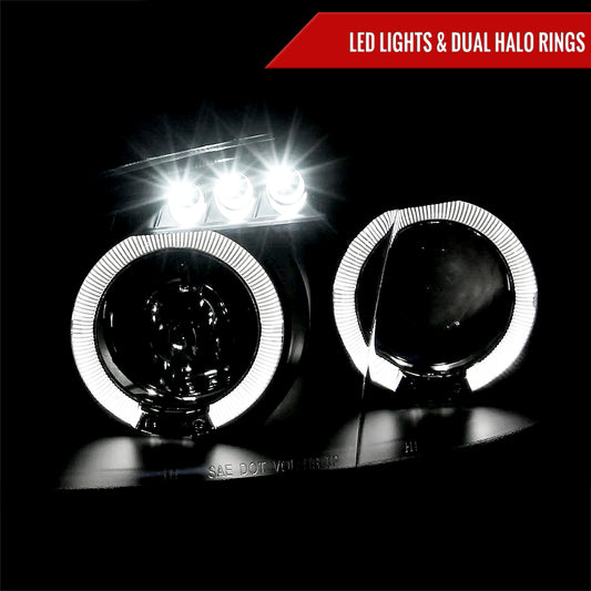 2001-2005 Mazda Miata MX-5 Dual Halo Projector Headlights (Matte Black Housing/Clear Lens)