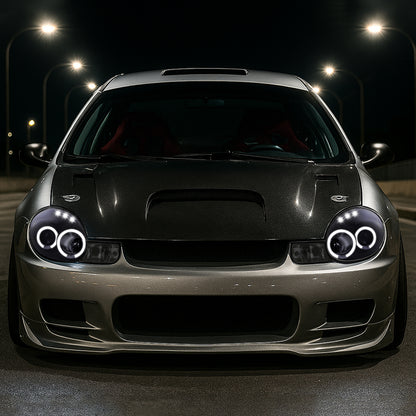 2000-2002 Dodge Plymouth Neon Dual Halo Projector Headlights (Glossy Black Housing/Smoked Lens)