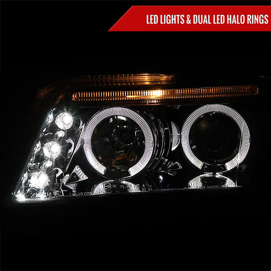 2001-2005 Volkswagen Passat Dual Halo Projector Headlights (Chrome Housing/Clear Lens)