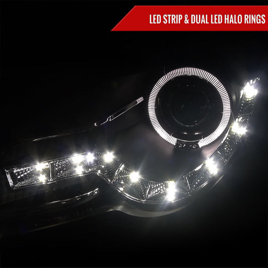 2006-2010 Volkswagen Passat Halo Projector Headlights w/ R8 Style LED Light Strip (Matte Black Housing/Clear Lens)