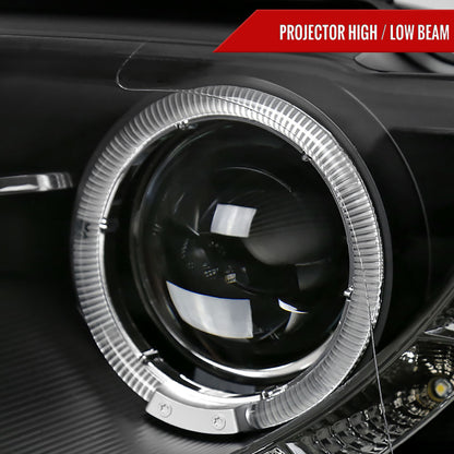 2006-2010 Volkswagen Passat Halo Projector Headlights w/ R8 Style LED Light Strip (Matte Black Housing/Clear Lens)