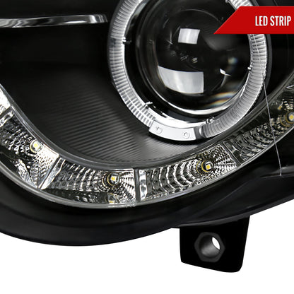 2006-2010 Volkswagen Passat Halo Projector Headlights w/ R8 Style LED Light Strip (Matte Black Housing/Clear Lens)