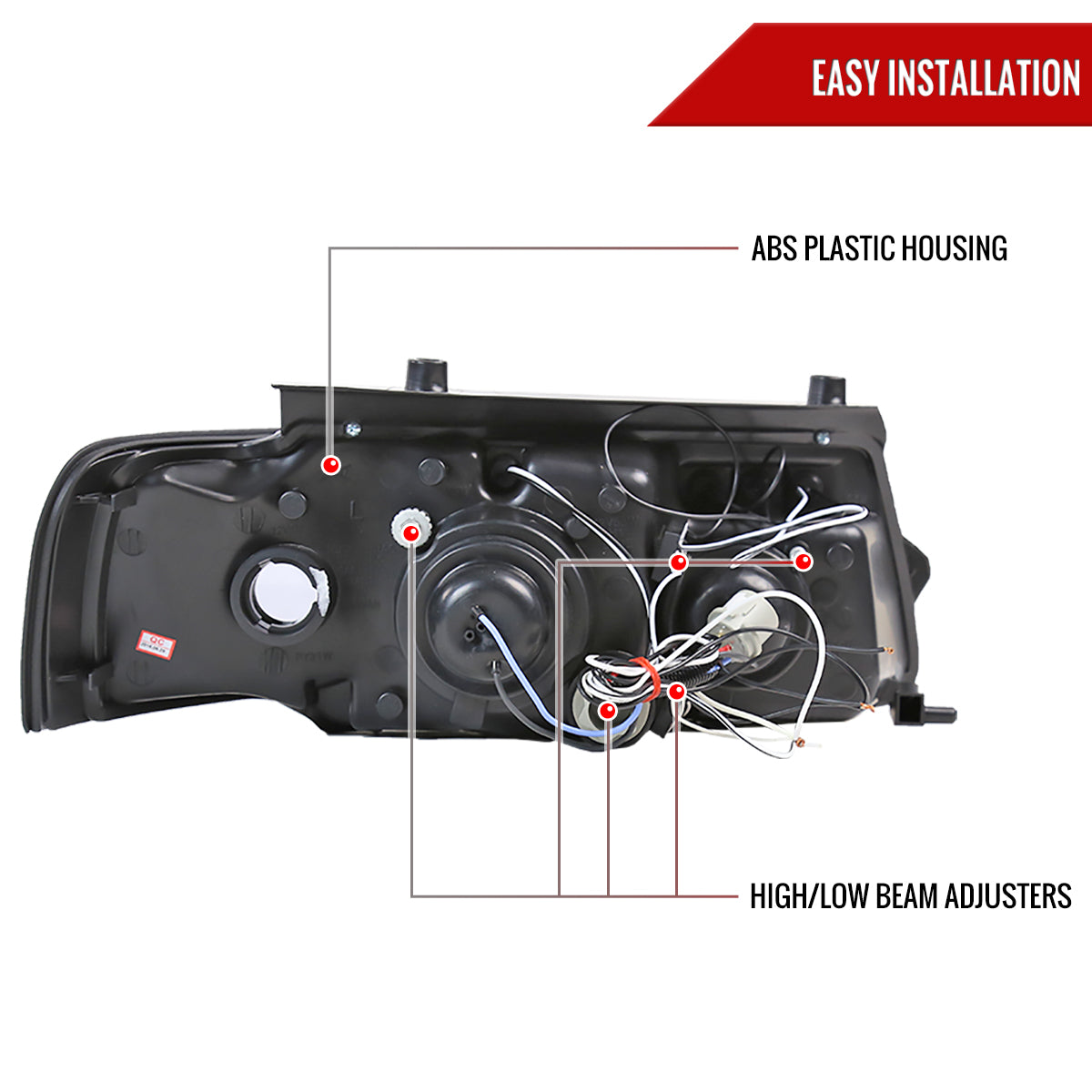 1997-2000 Volkswagen Passat Dual Halo Projector Headlights (Matte Black Housing/Clear Lens)