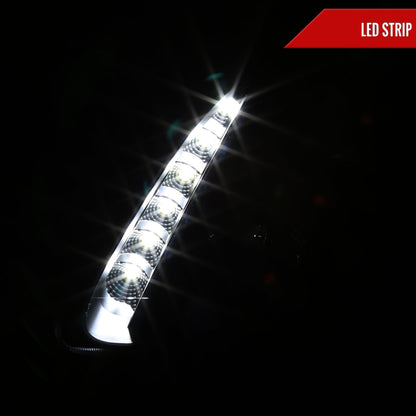 1997-2001 Honda Prelude Projector Headlights w/ SMD LED Light Strip (Matte Black Housing/Clear Lens)