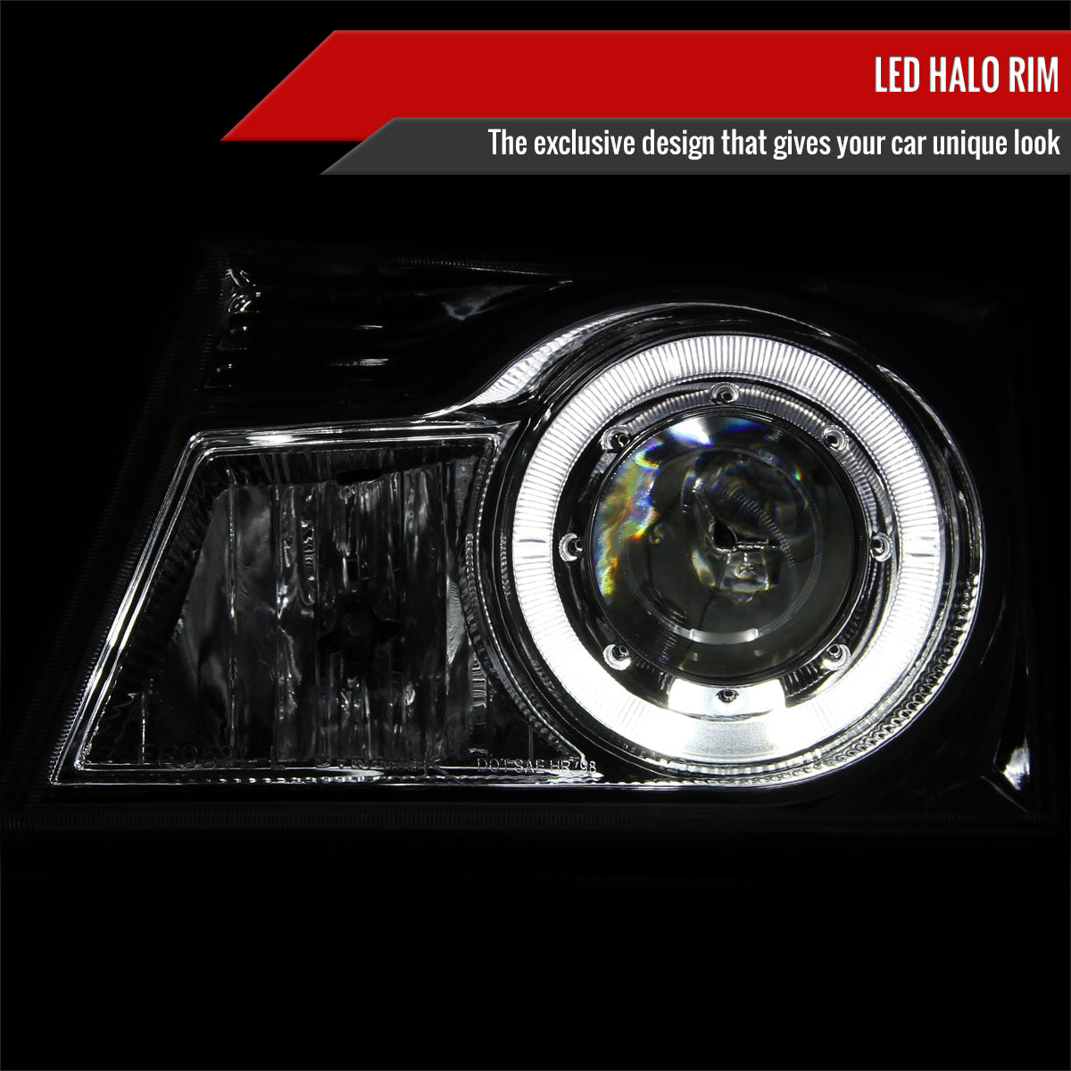 1998-2000 Ford Ranger Halo Projector Headlights (Chrome Housing/Smoked Lens)