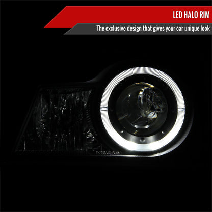 1998-2000 Ford Ranger Halo Projector Headlights (Black Housing/Smoked Lens)