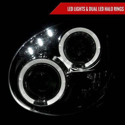 2002-2003 Subaru Impreza Dual Halo Bug Eye Projector Headlights (Chrome Housing/Clear Lens)