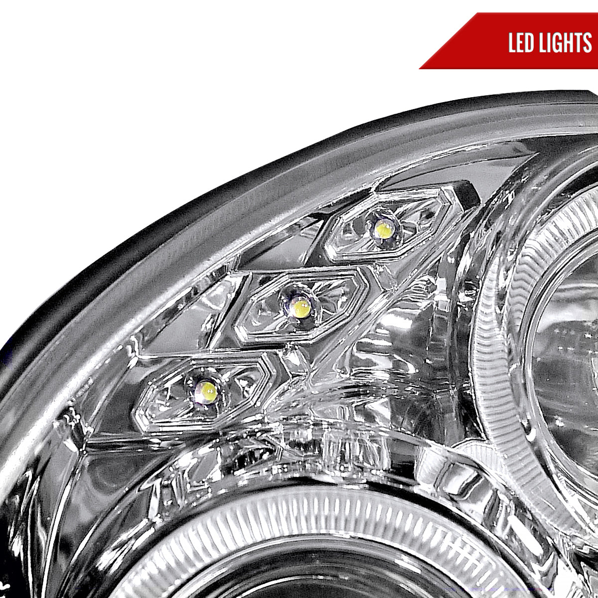 2002-2003 Subaru Impreza Dual Halo Bug Eye Projector Headlights (Chrome Housing/Clear Lens)