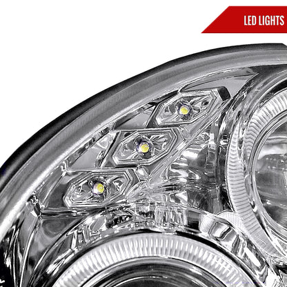 2002-2003 Subaru Impreza Dual Halo Bug Eye Projector Headlights (Chrome Housing/Clear Lens)