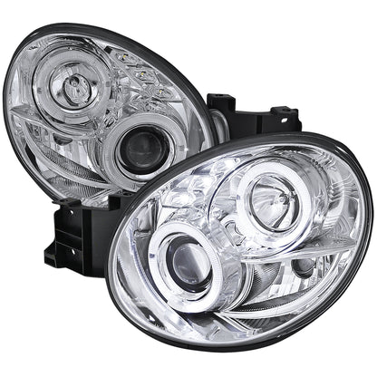 2002-2003 Subaru Impreza Dual Halo Bug Eye Projector Headlights (Chrome Housing/Clear Lens)