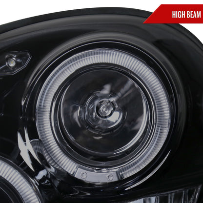 2002-2003 Subaru Impreza Dual Halo Bug Eye Projector Headlights (Glossy Black Housing/Smoked Lens)