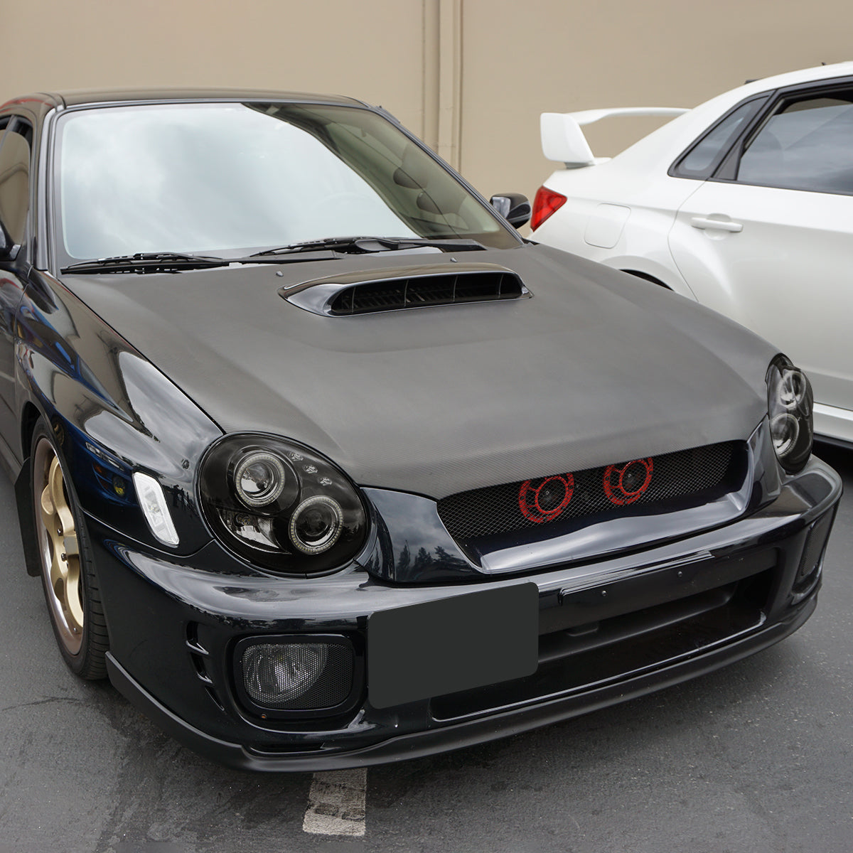 2002-2003 Subaru Impreza Dual Halo Bug Eye Projector Headlights (Glossy Black Housing/Smoked Lens)