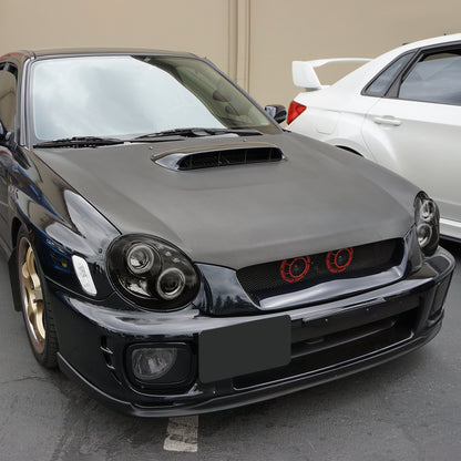 2002-2003 Subaru Impreza Dual Halo Bug Eye Projector Headlights (Glossy Black Housing/Smoked Lens)