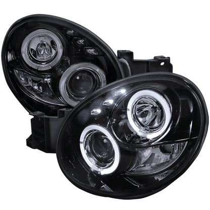 2002-2003 Subaru Impreza Dual Halo Bug Eye Projector Headlights (Glossy Black Housing/Smoked Lens)