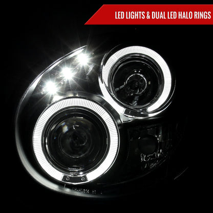 2002-2003 Subaru Impreza Dual Halo Bug Eye Projector Headlights (Matte Black Housing/Clear Lens)