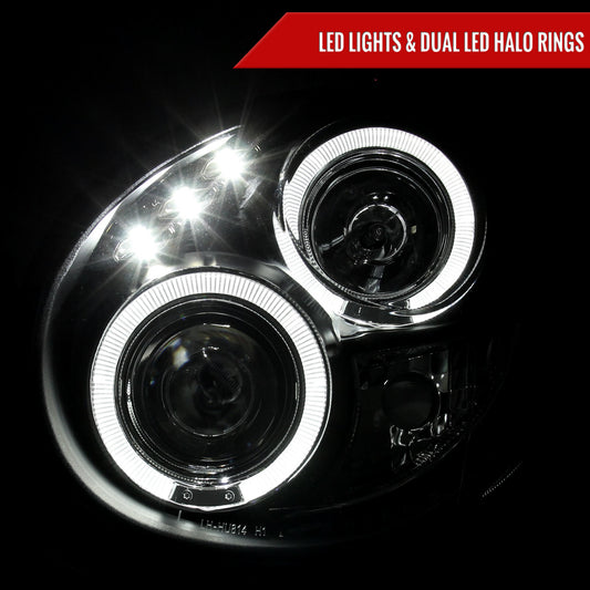 2002-2003 Subaru Impreza Dual Halo Bug Eye Projector Headlights (Matte Black Housing/Clear Lens)