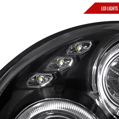 2002-2003 Subaru Impreza Dual Halo Bug Eye Projector Headlights (Matte Black Housing/Clear Lens)