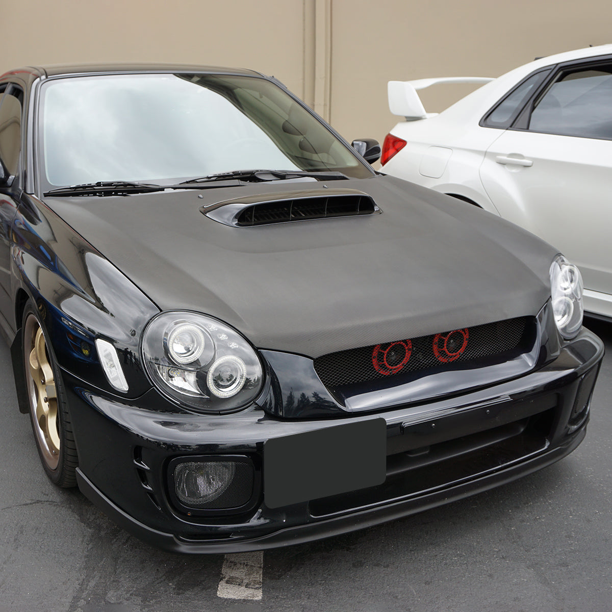 2002-2003 Subaru Impreza Dual Halo Bug Eye Projector Headlights (Matte Black Housing/Clear Lens)