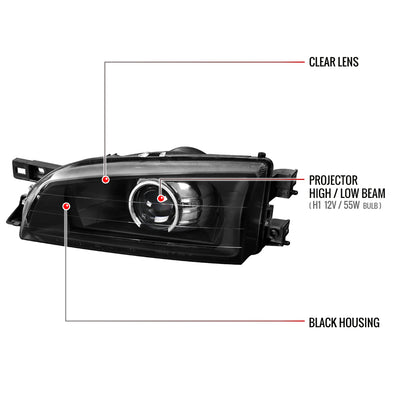 1995-2001 Subaru Impreza Retro Style Projector Headlights (Matte Black Housing/Clear Lens)