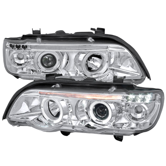 2001-2003 BMW E53 X5 Dual Halo Projector Headlights (Chrome Housing/Clear Lens)