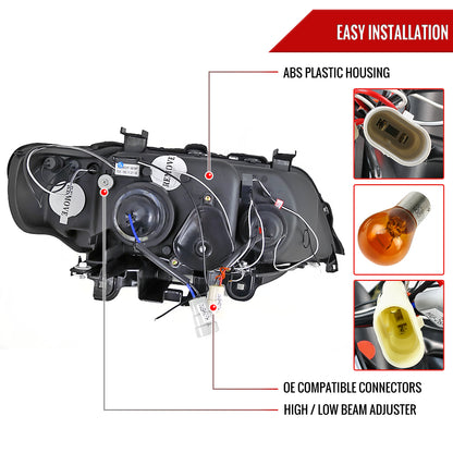 2001-2003 BMW E53 X5 Dual Halo Projector Headlights (Matte Black Housing/Clear Lens)