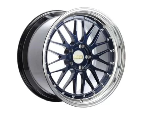 BBS LM 20x10 5x112 ET22 Black w/ Blue Metallic Flake / Diamond Cut Lip Wheel 82mm PFS/Clip Required
