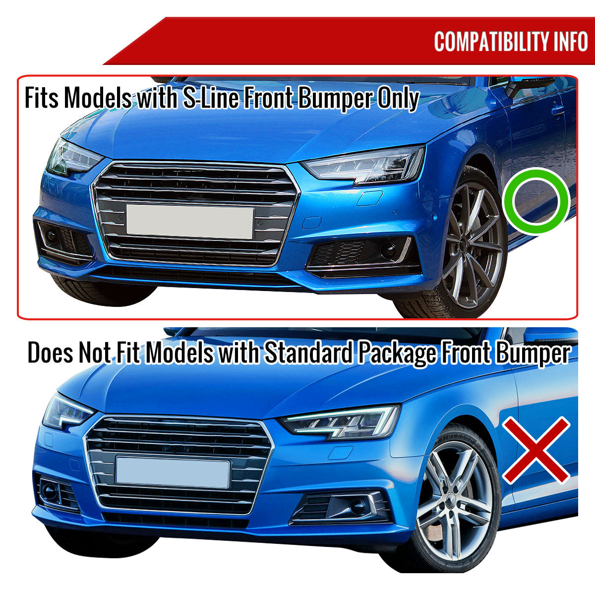 2017-2018 Audi A4/S4 Matte Black 3PC Front Bumper Lip Splitter Kit