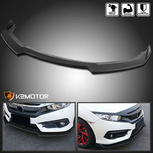 2016-2018 Honda Civic Sedan Matte Black Polypropylene 3PC Bumper Lip