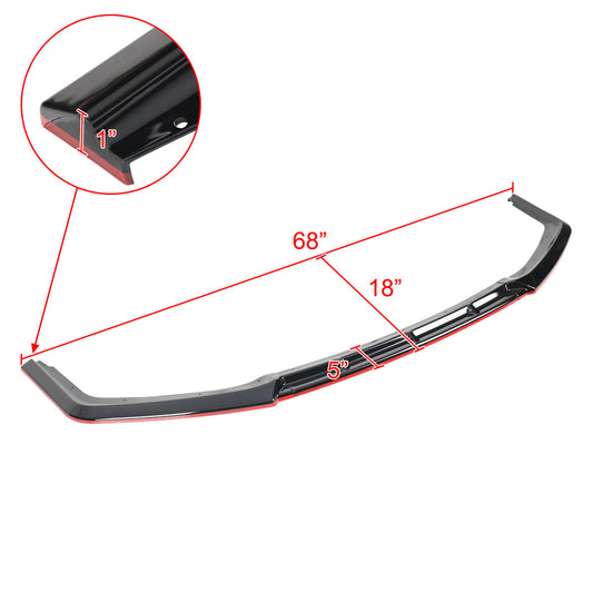 2017-2021 Honda Civic Si Glossy Black/Red Trim 3PC Front Bumper Lip Kit