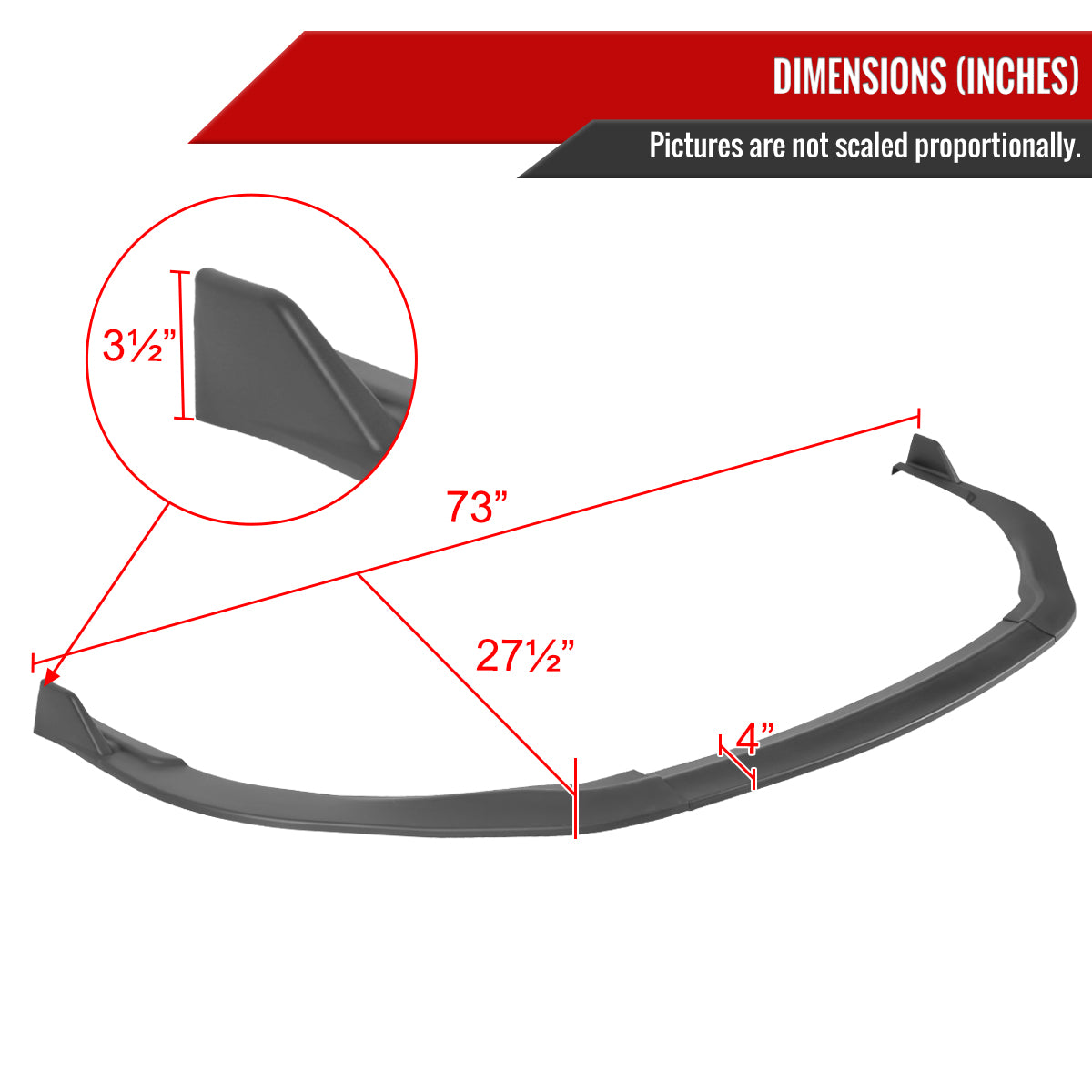 2013-2015 Lexus ES350 Matte Black 3PC Front Bumper Lip Splitter Kit