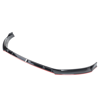 2014-2017 Volkswagen Golf Glossy Black/Red Trim 3PC Front Bumper Lip Splitter Kit