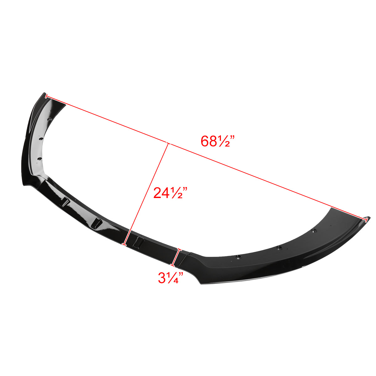 2015-2017 Ford Mustang Glossy Black Polypropylene 3PC Bumper Lip