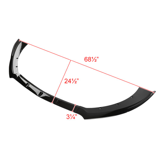 2015-2017 Ford Mustang Glossy Black Polypropylene 3PC Bumper Lip