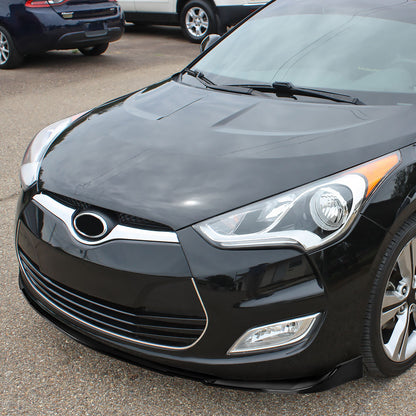 2012-2017 Hyundai Veloster Glossy Black 3PC Front Bumper Lip Splitter Kit