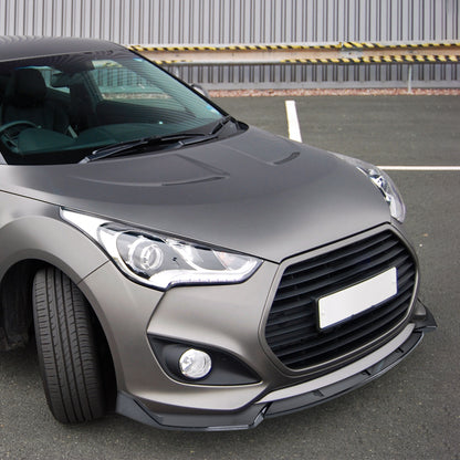 2013-2017 Hyundai Veloster Turbo Glossy Black 3PC Front Bumper Splitter Kit