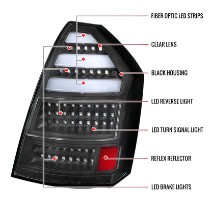 2005-2007 Chrysler 300C V2 LED Tail Lights (Matte Black Housing/Clear Lens)