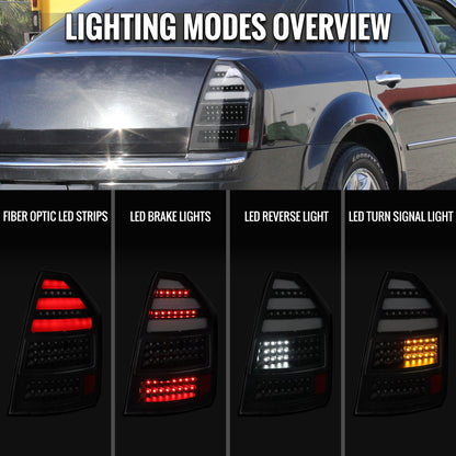 2005-2007 Chrysler 300C V2 LED Tail Lights (Matte Black Housing/Clear Lens)