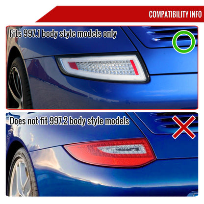 2005-2008 Porsche 911 997 Carrera / 2007-2009 911 997 GT3 LED Tail Lights (Chrome Housing/Red Smoked Lens)