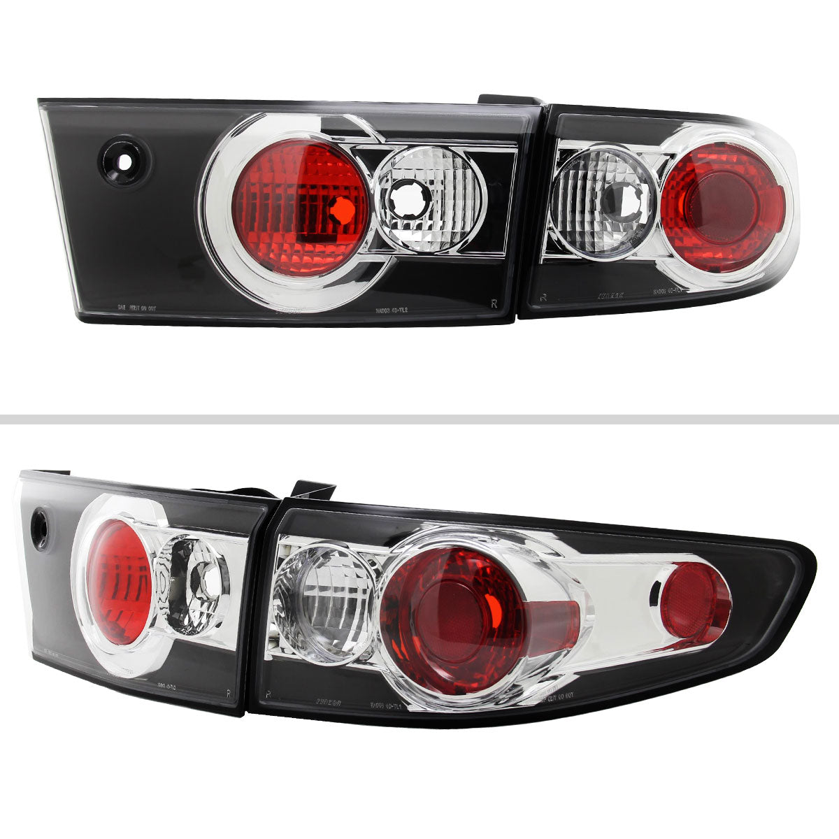 2003-2005 Honda Accord Sedan Tail Lights (Matte Black Housing/Clear Lens)