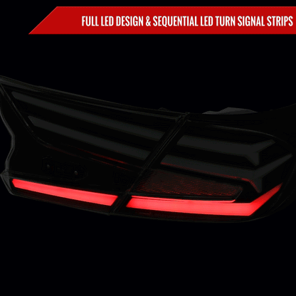 2018-2022 Honda Accord Sedan LED Sequential Signal Tail Lights (Matte Black Housing/Clear Lens)